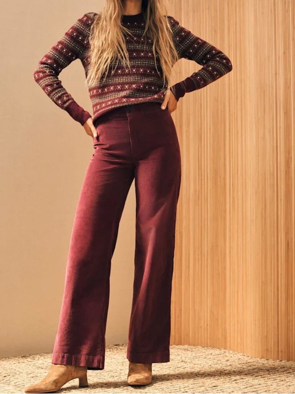 Faherty $168 Stretch Cord Wide Leg Pant 26” NWOT